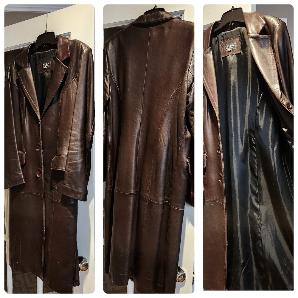 Biba 100% Genuine Vintage Long Leather Jacket